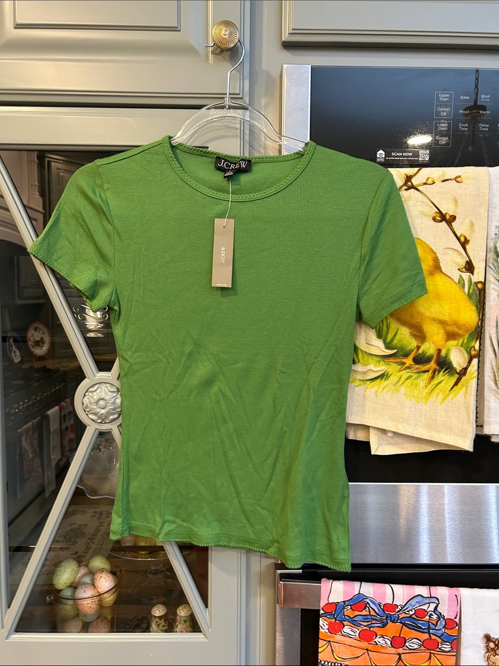 J. Crew Green Cotton Ribbed Short Sleeve Tee NWT Small